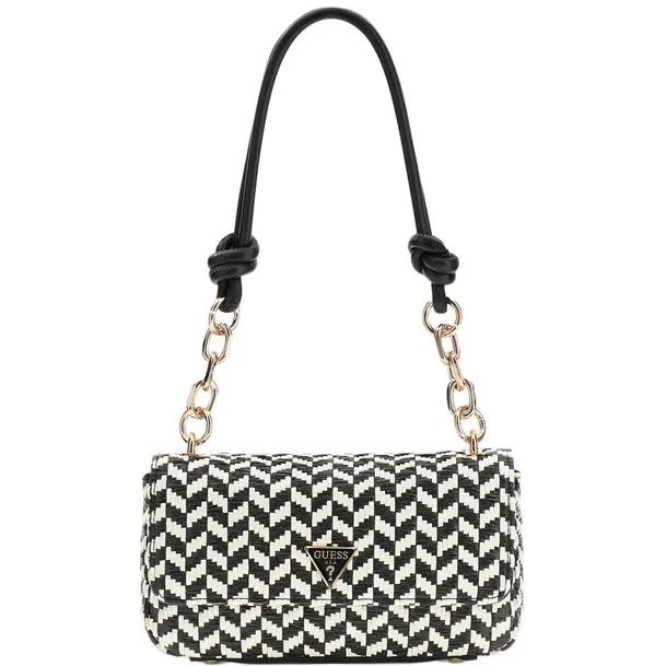 Guess Tessi Flap schoudertas zwart wit Black Multi