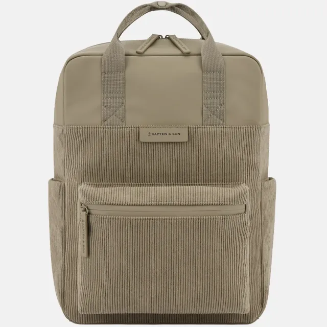 Kapten & Son Bergen Pro Corduroy rugzak 15 inch khaki Dusty Khaki