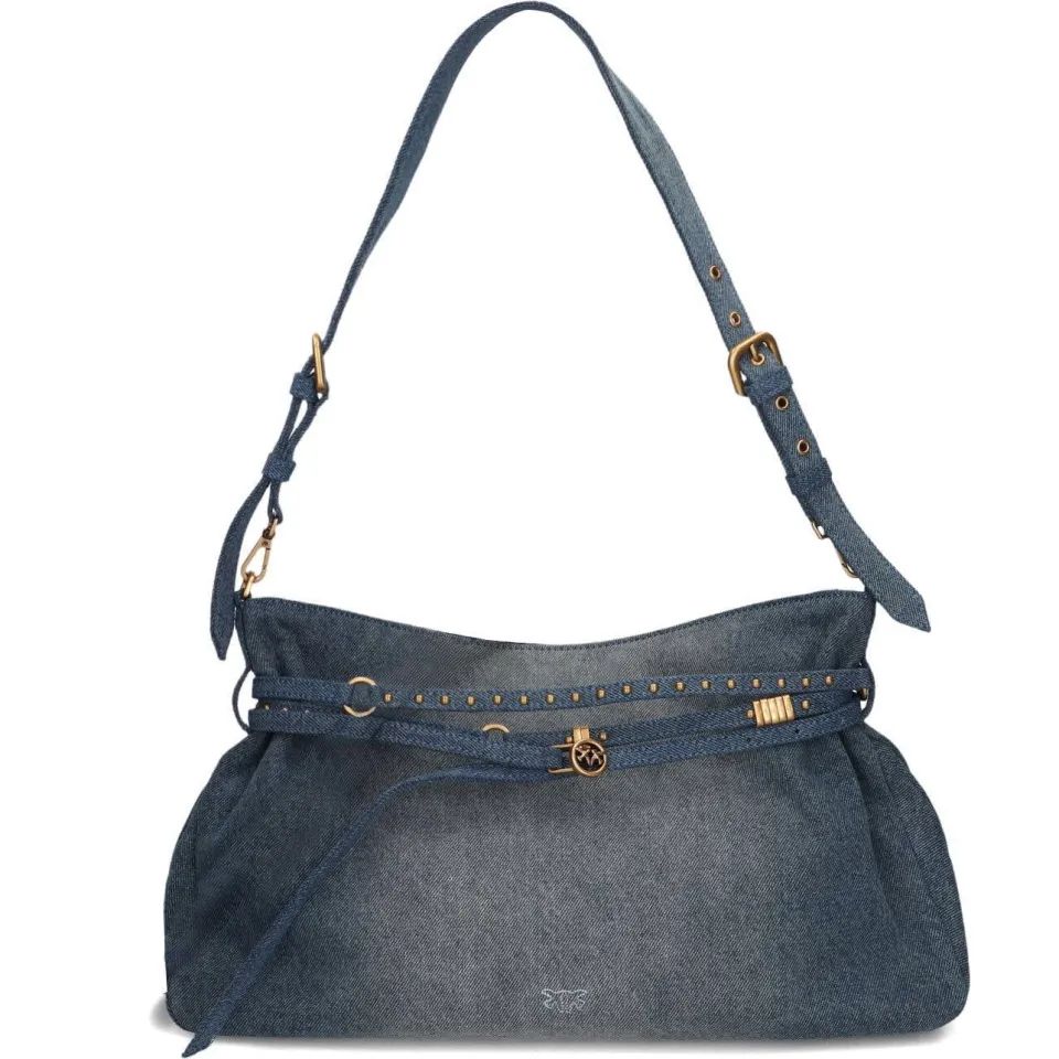 Pinko Belt Bag Big denim schoudertas blauw