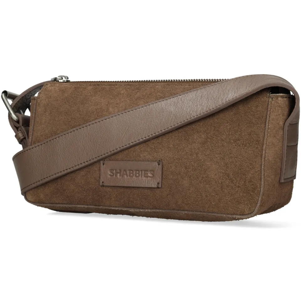 Shabbies Amsterdam suede schoudertas Venice taupe, foto 3