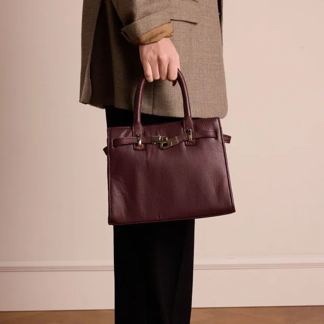 Manfield leren handtas bordeauxrood, foto 3