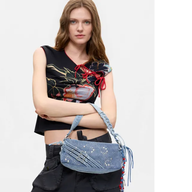 Desigual Break Benin denim schoudertas blauw, foto 4