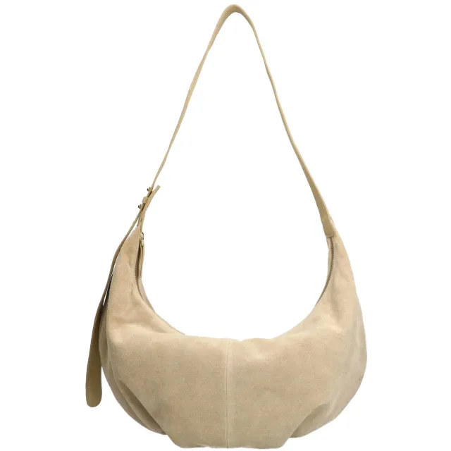 Manfield suède schoudertas beige