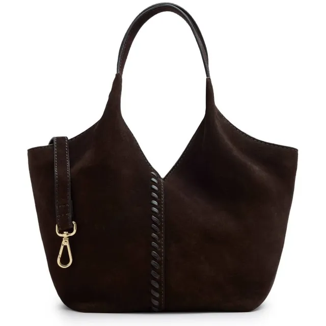 Manfield suède mini shopper donkerbruin