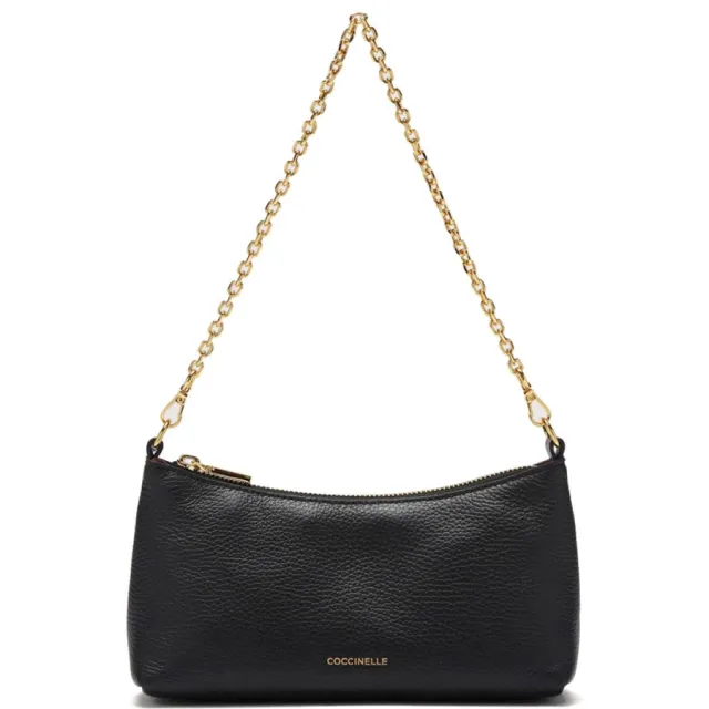 Coccinelle Aura Mini Tas Geribbeld Leer Noir