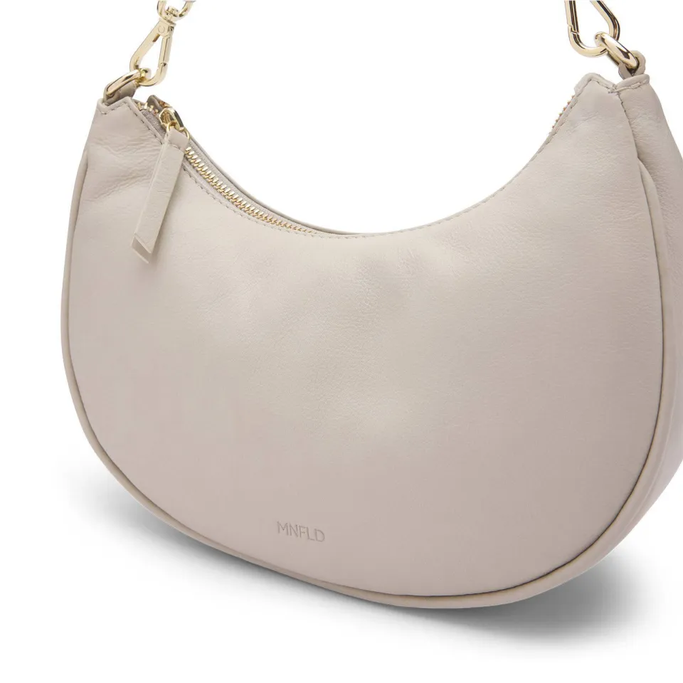Manfield leren crossbody tas beige, foto 4