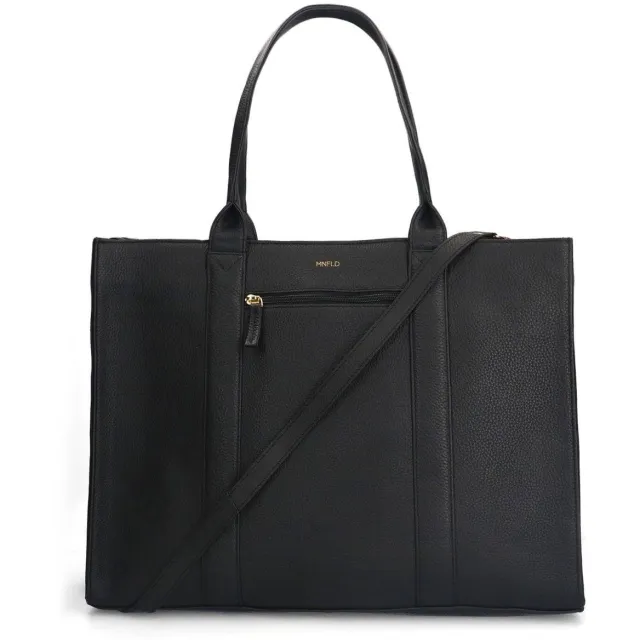 Manfield leren shopper zwart
