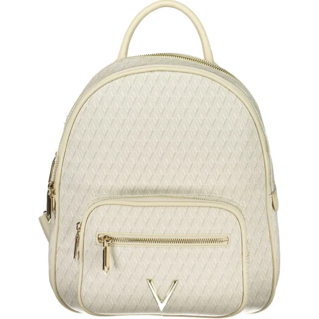 Valentino Mario Valentino Beige Polyurethaan Damesrugzak met Verstelbare Schouderbanden Ecru / Multi