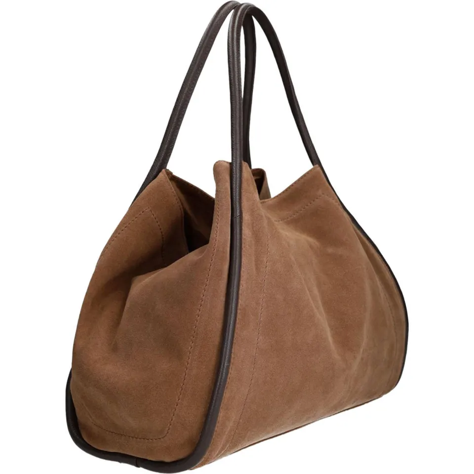 Manfield suede shopper taupe, foto 2