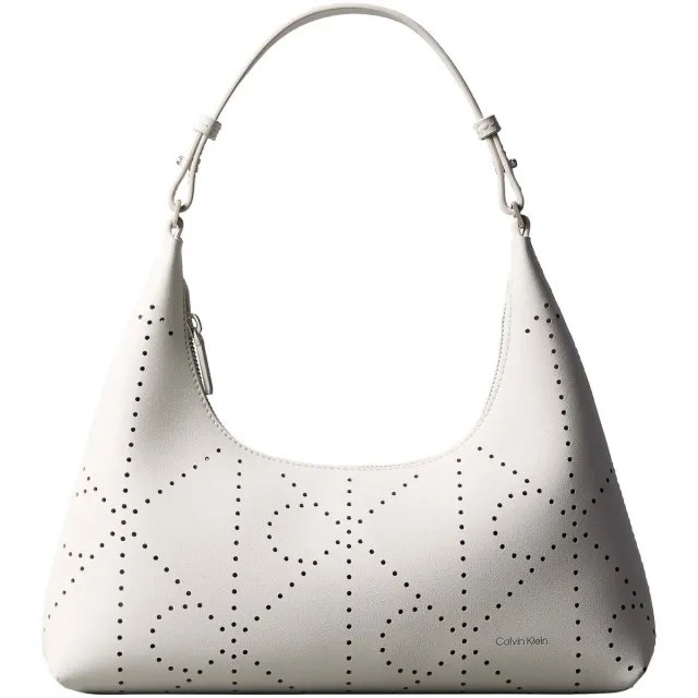Calvin Klein Emblem AOP Perfor leren handtas wit