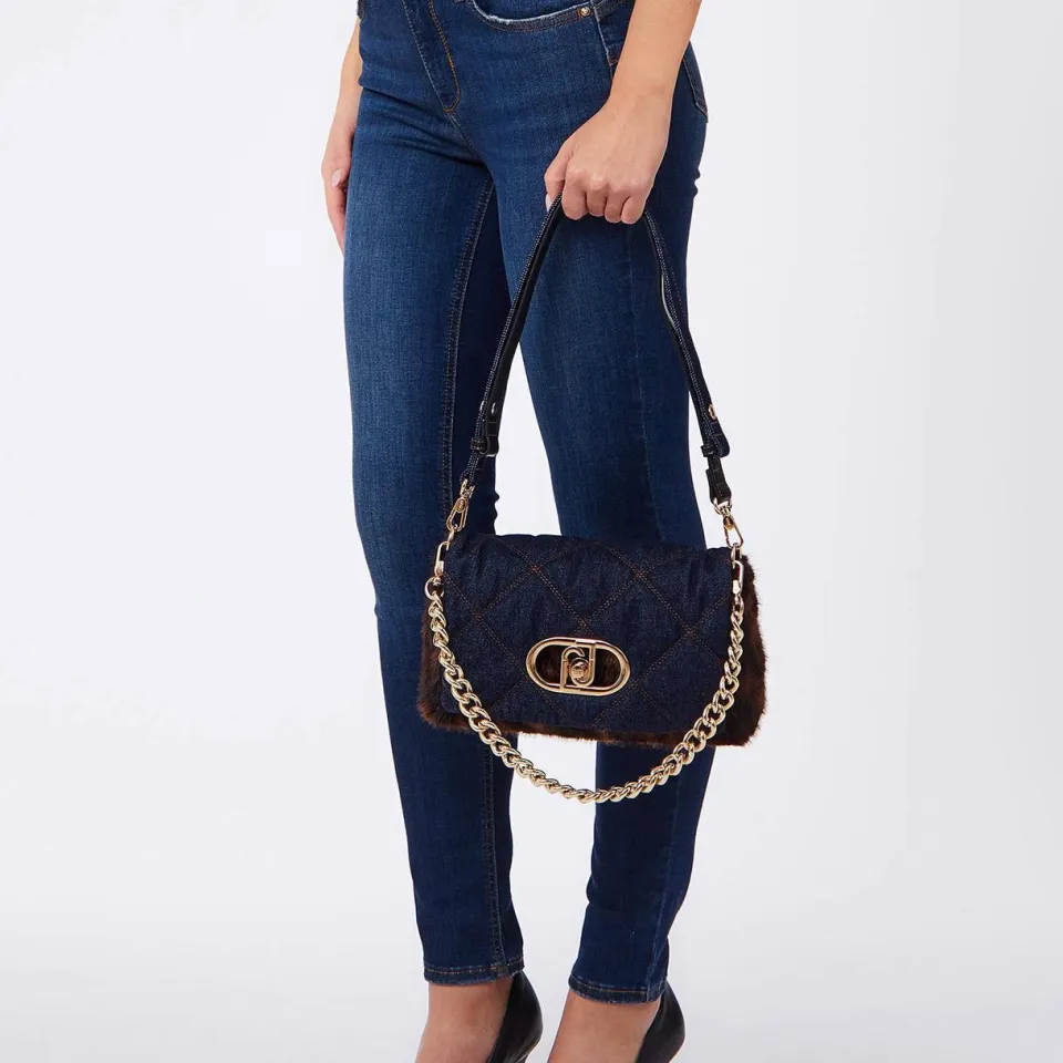 Liu Jo denim schoudertas met panterprint donkerblauw/bruin, foto 6