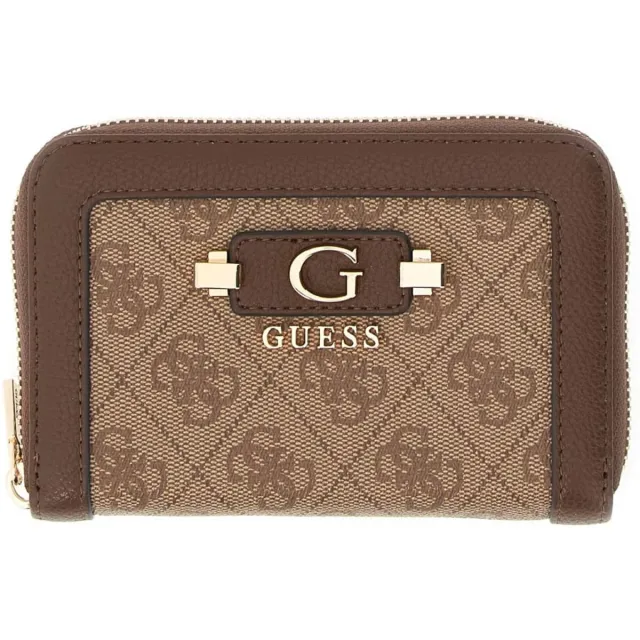 Guess Lindsey SLG medium zip around portemonnee bruin
