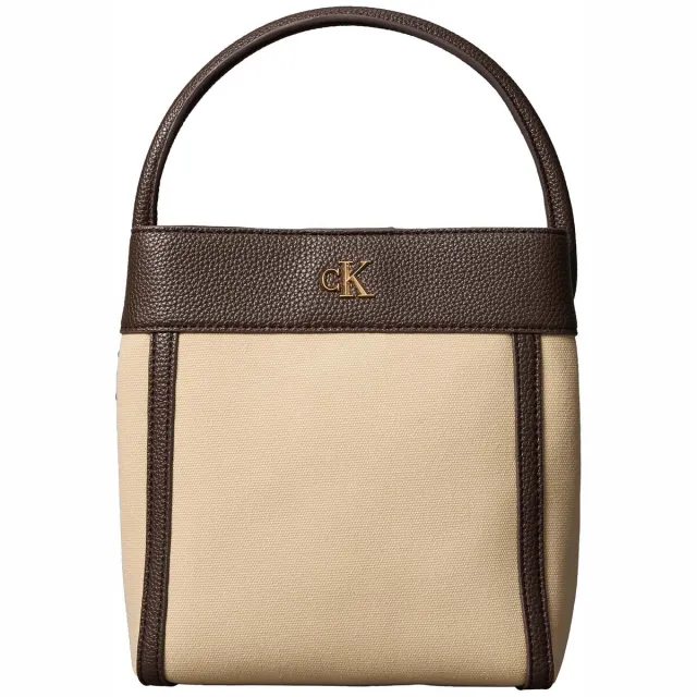 Calvin Klein Ck Canvas Bucket handtas beige Groen