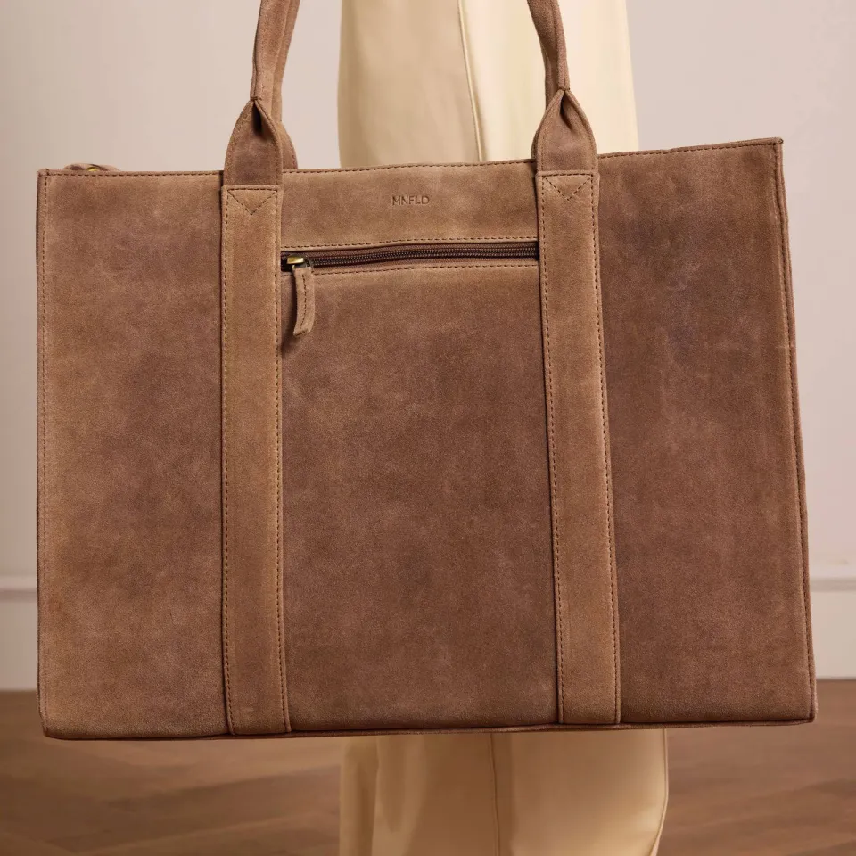Manfield suede shopper taupe 18 inch, foto 4