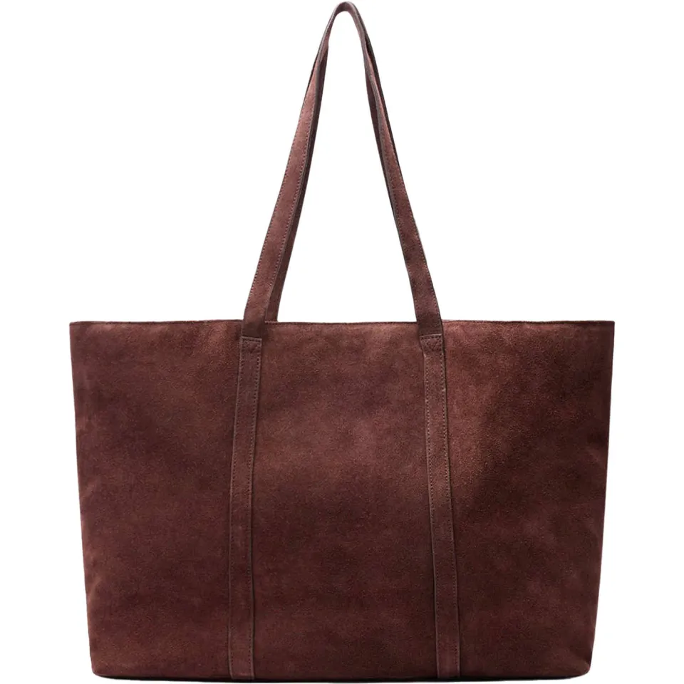 Manfield suède shopper donkerrood, foto 3