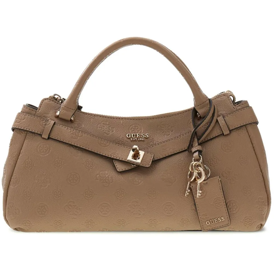 Guess Ella Logo Girlfriend Satchel handtas taupe, foto 2