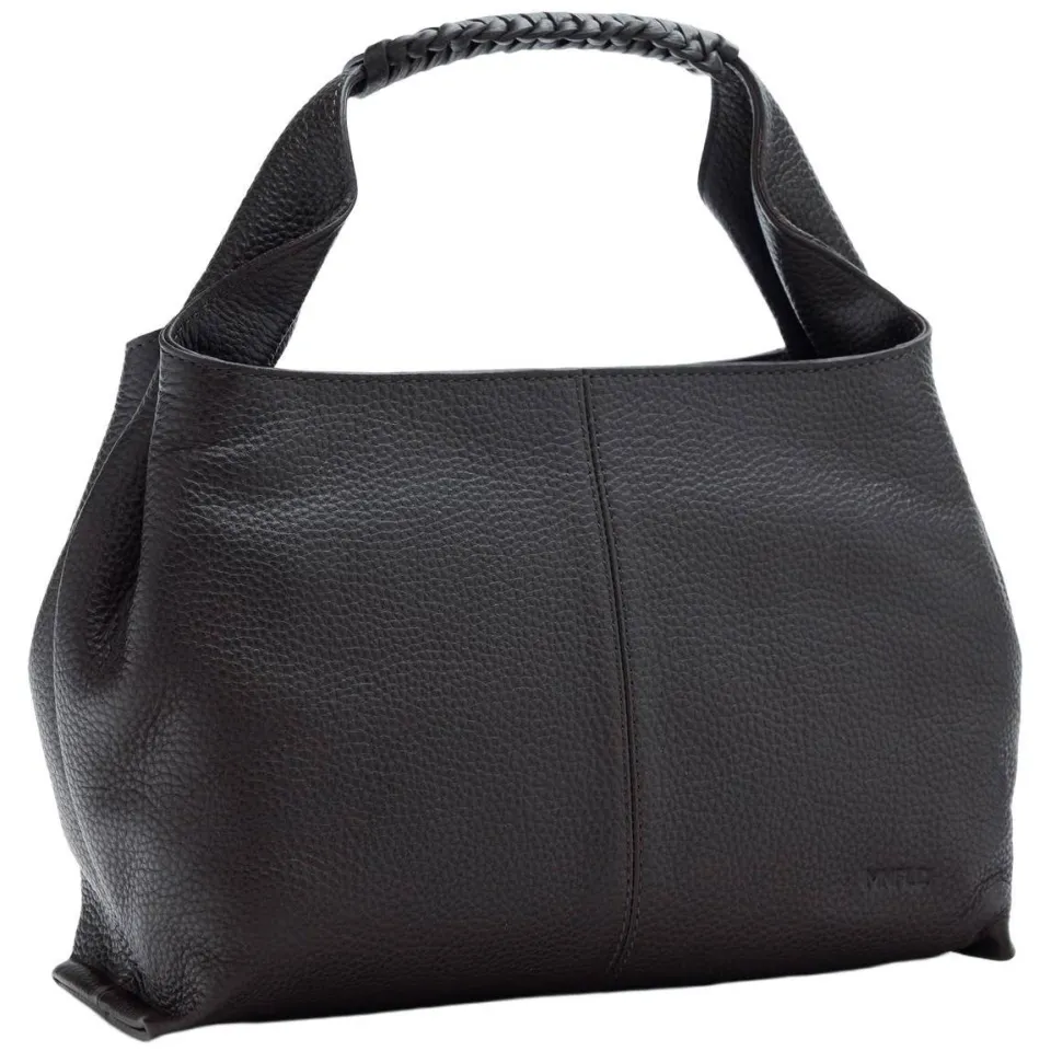 Manfield leren handtas donkerbruin, foto 5