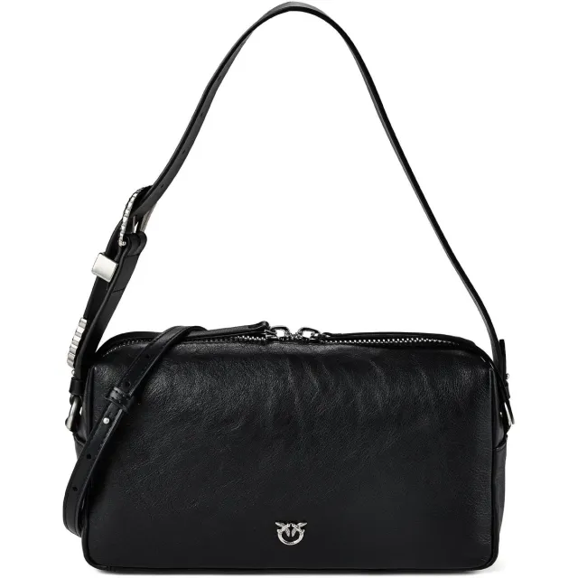 Pinko Bauletto Schoudertas Leder 25 cm - Dames - nero-old silver Zwart