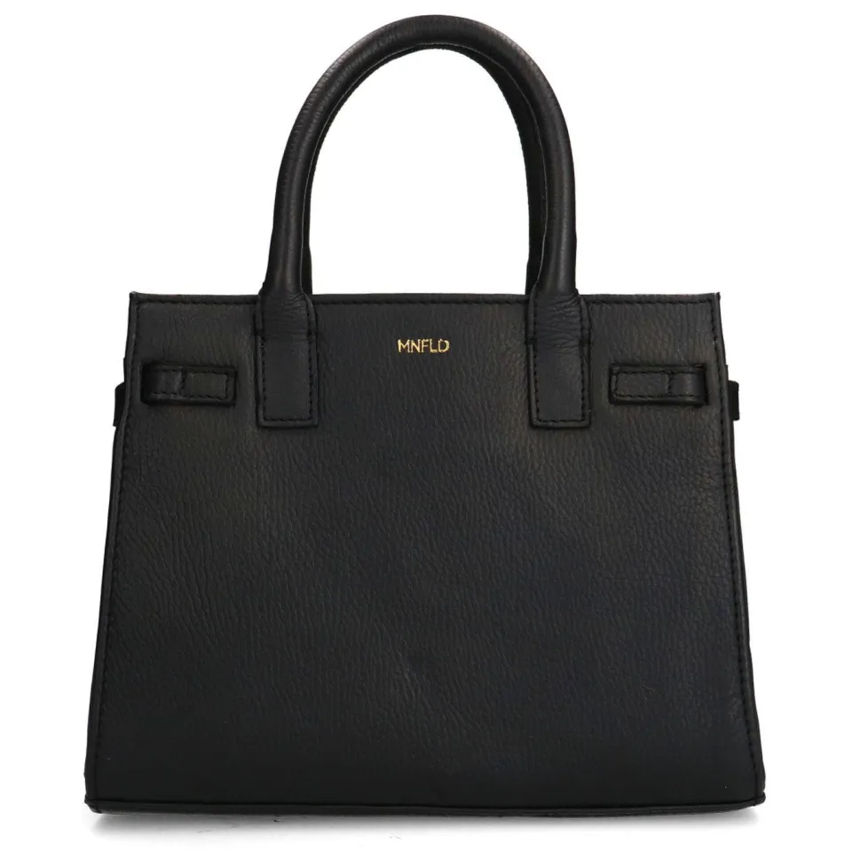 Manfield leren handtas zwart, foto 3