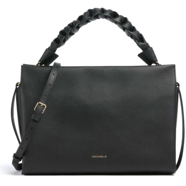Coccinelle Boheme Grana Clutch Bag Noir / Cognac