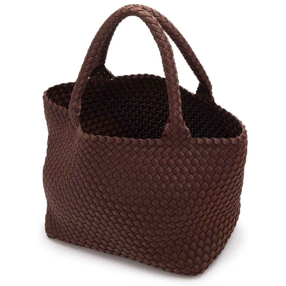 Manfield gevlochten shopper donkerbruin, foto 4