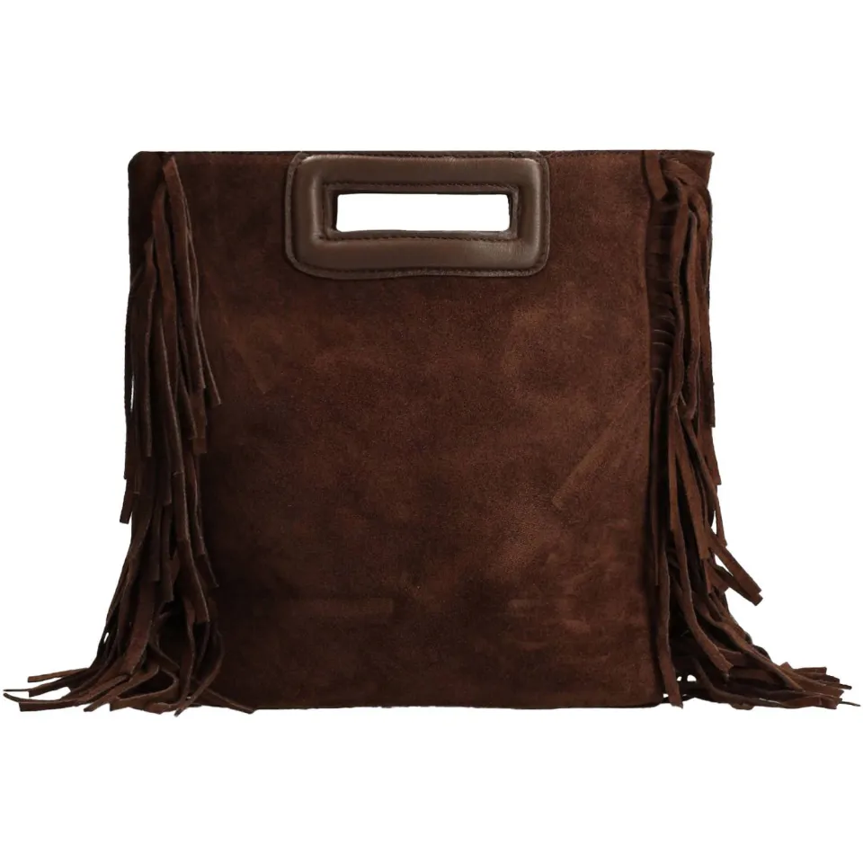 Manfield suède crossbody tas met franjes donkerbruin, foto 3