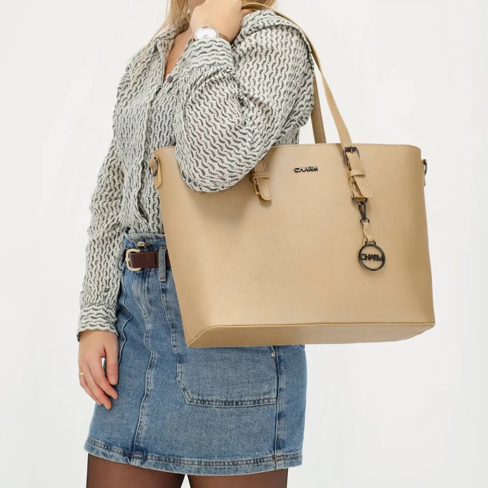 Charm London Birmingham shopper lichtgoud goudkleurig, foto 6