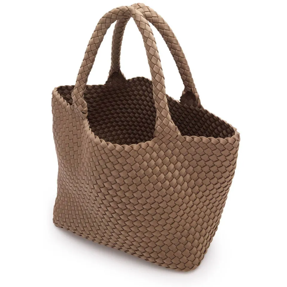 Manfield gevlochten shopper taupe, foto 3