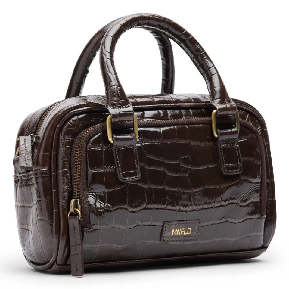 Manfield leren handtas bruin, foto 4