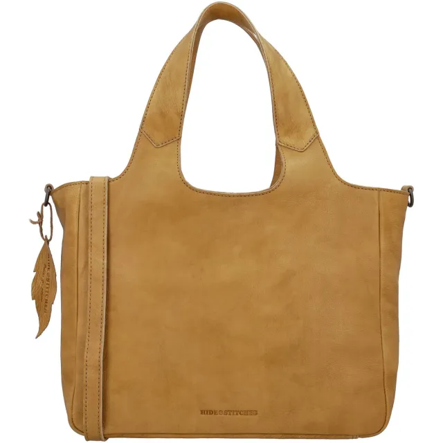 Hide & Stitches Earth Shopper - Handtas - Duurzaam Gelooid Leer - Meerdere Vakken - Verstelbare/Afneembare Schouderband - Praktisch - Leren Dames Tas - Zand