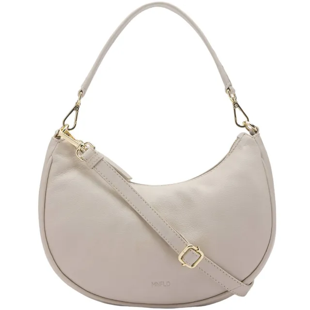 Manfield leren crossbody tas beige