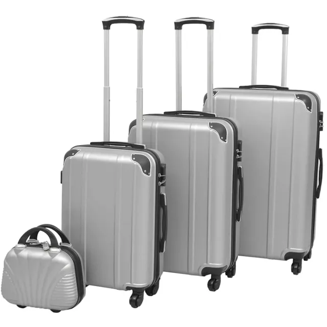 vidaXL Harde rolkoffer set zilver 4-dlg