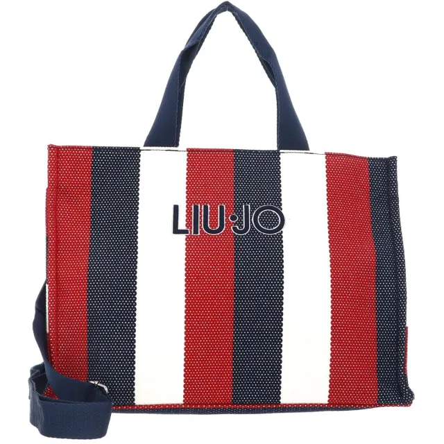 Liu Jo shopper schoudertas Tote Bag Striped Canvas Blue Sky veelkleurig