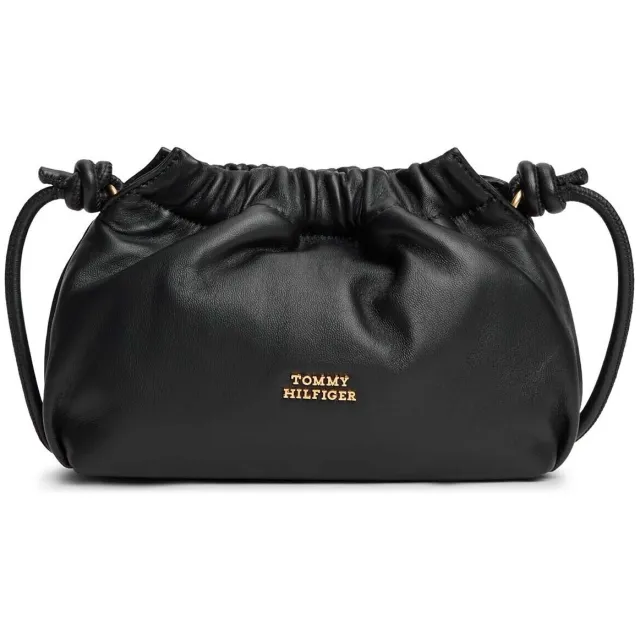 Tommy Hilfiger TH Soft Leather Crossover crossbodytas zwart