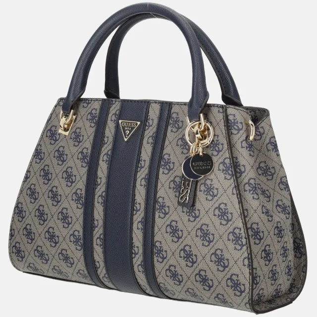 Guess handtas schoudertas Noelle II Luxury Satchel Midnight Logo donkerblauw