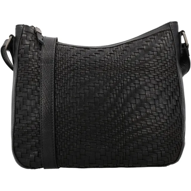 Hide & Stitches Inspired by Illusion Schoudertas Unisex - Crossbodytas met telefoonvak - Tas van 100% Leder met ritssluiting - Zwart