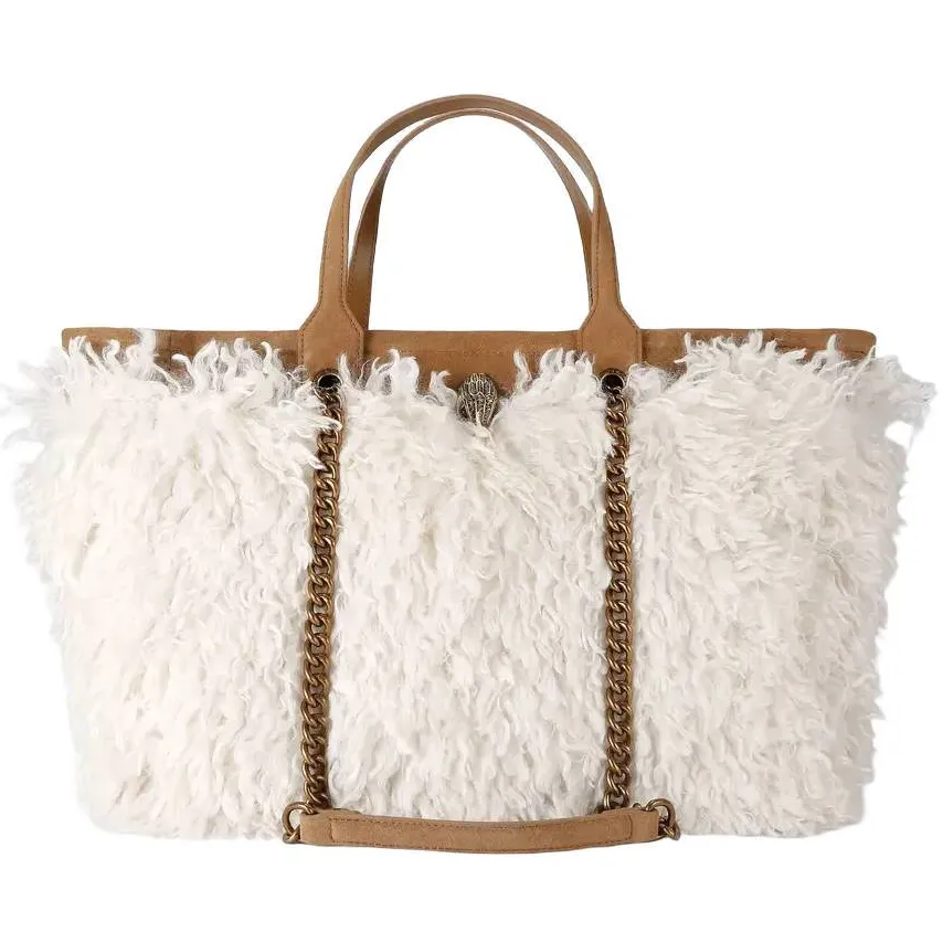 Kurt Geiger shopper Hoxton van imitatiebont ecru Wit