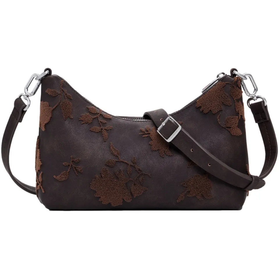 Desigual Medellin Stencil Flower schoudertas donkerbruin chocolate, foto 2