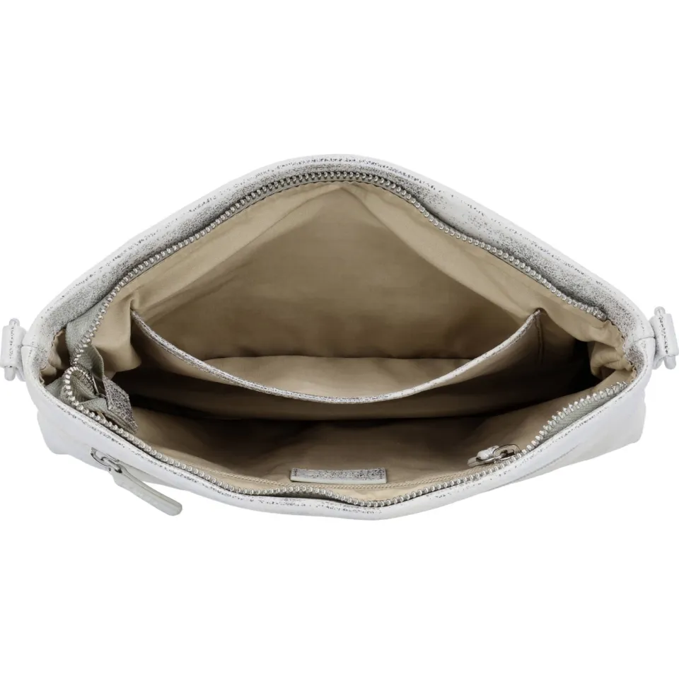 Charm London South Hill leren crossbody tas zilverkleurig, foto 4