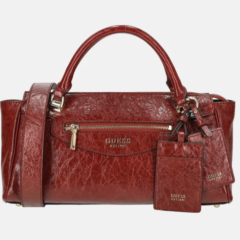 Guess handtas schoudertas Antonia Satchel Red donkerrood