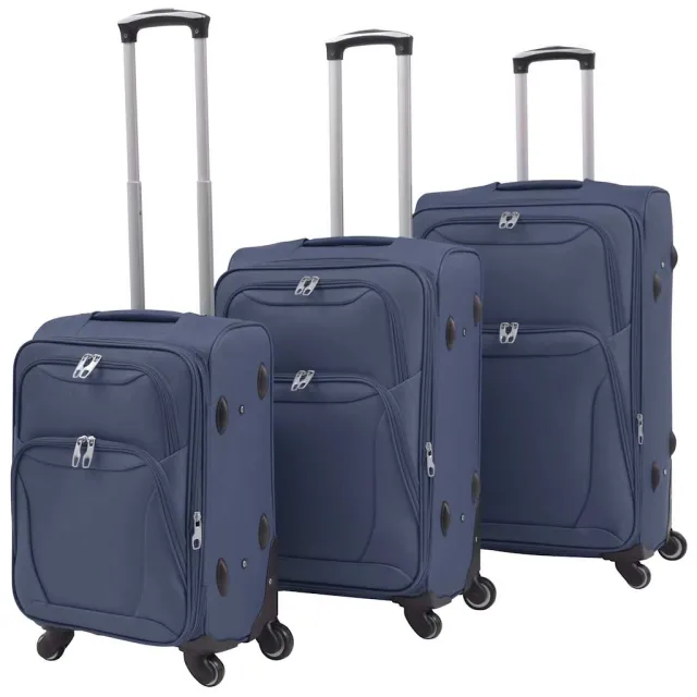 vidaXL Trolleyset marineblauw 3-delig