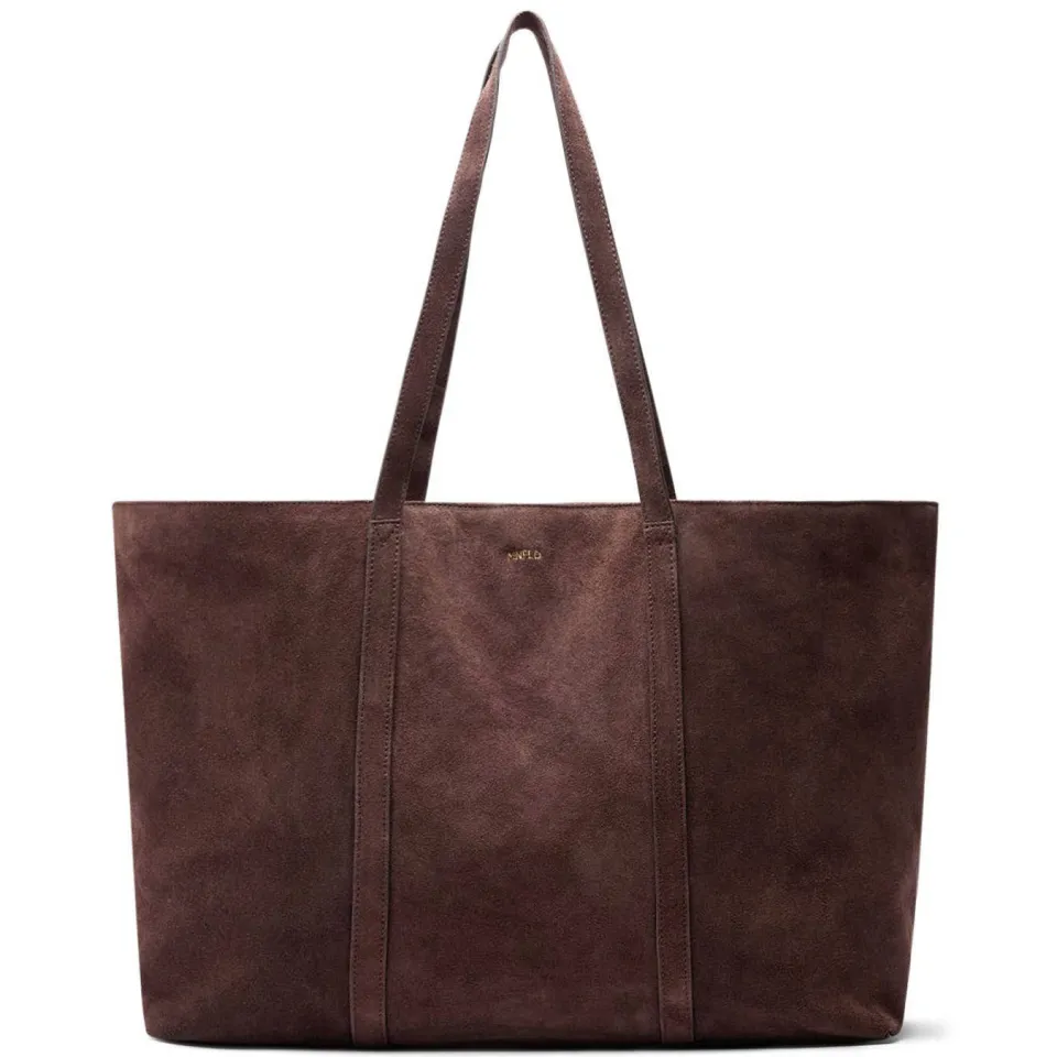 Manfield suède shopper donkerbruin
