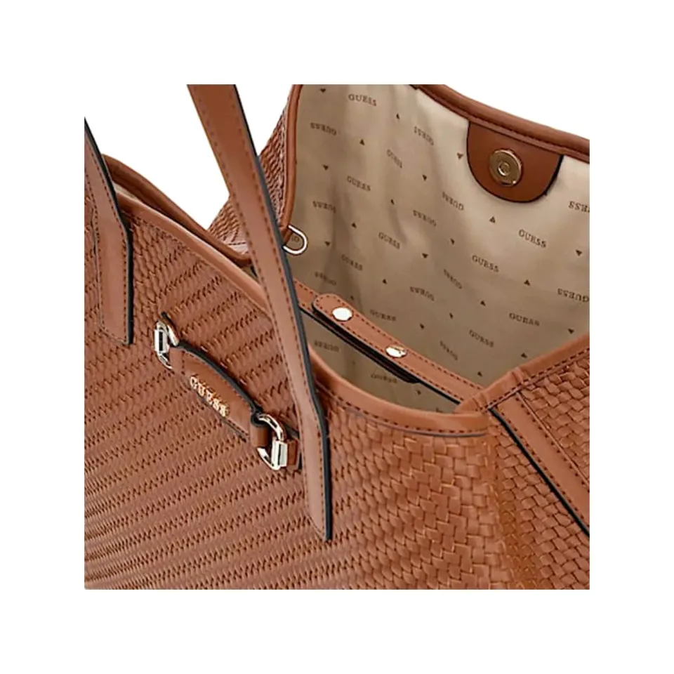 Guess geweven shopper handtassen voor dames cognac, foto 2