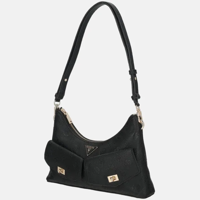 Guess schoudertas Blake Convertible Shoulder Bag Black Logo zwart
