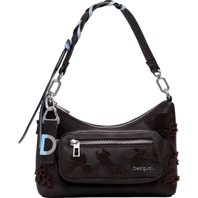 Desigual Medellin Stencil Flower schoudertas donkerbruin Chocolate