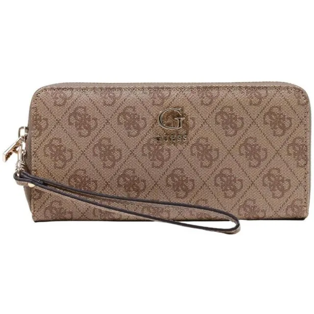 Guess Coleen Logo Zip Around portemonnee lichtbruin Wit