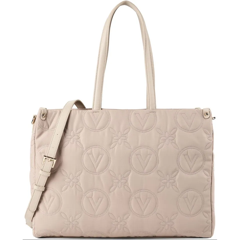 Valentino Puffy Shopping Bag shopper met laptopvak beige