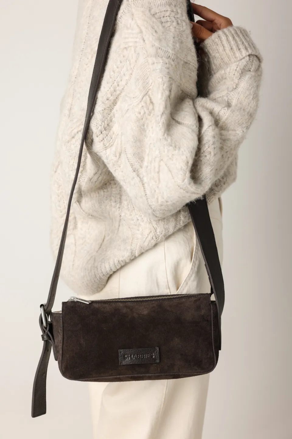 Shabbies Amsterdam suede schoudertas Venice donkerbruin, foto 8