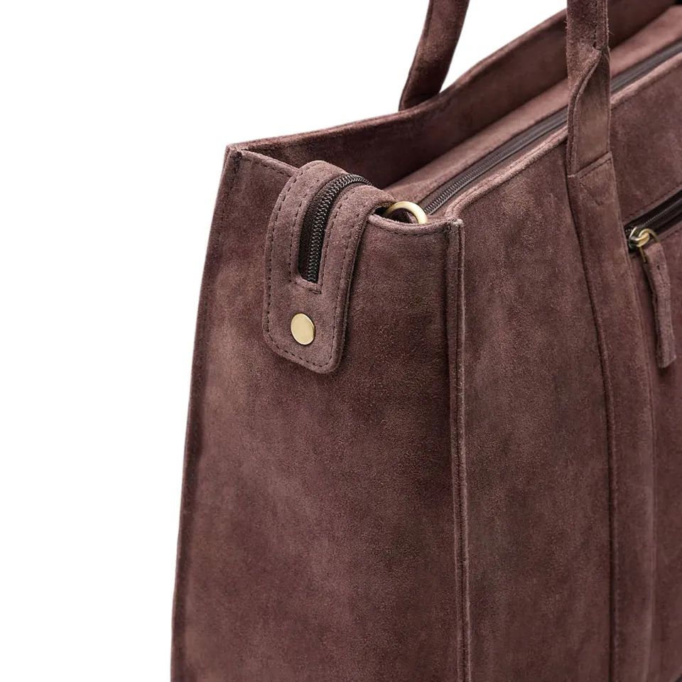 Manfield suede shopper donkerbruin 18 inch, foto 7