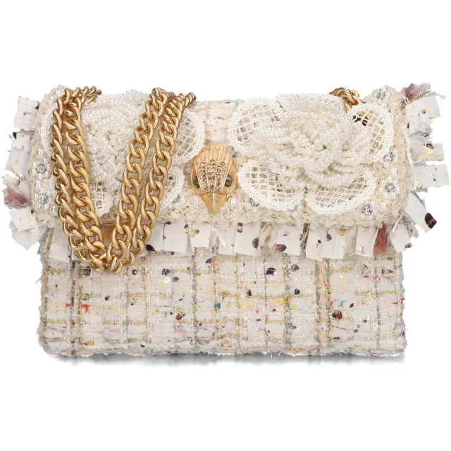 Kurt Geiger Tweed Mini Kensington schoudertas crème Creme
